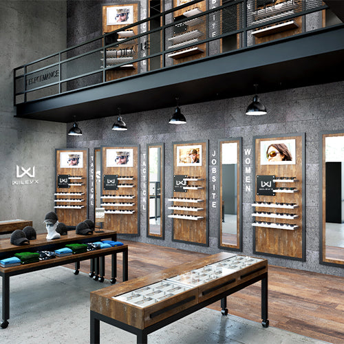 Wiley X Pro shop concept retail store design - eyewear showcase featured on wall